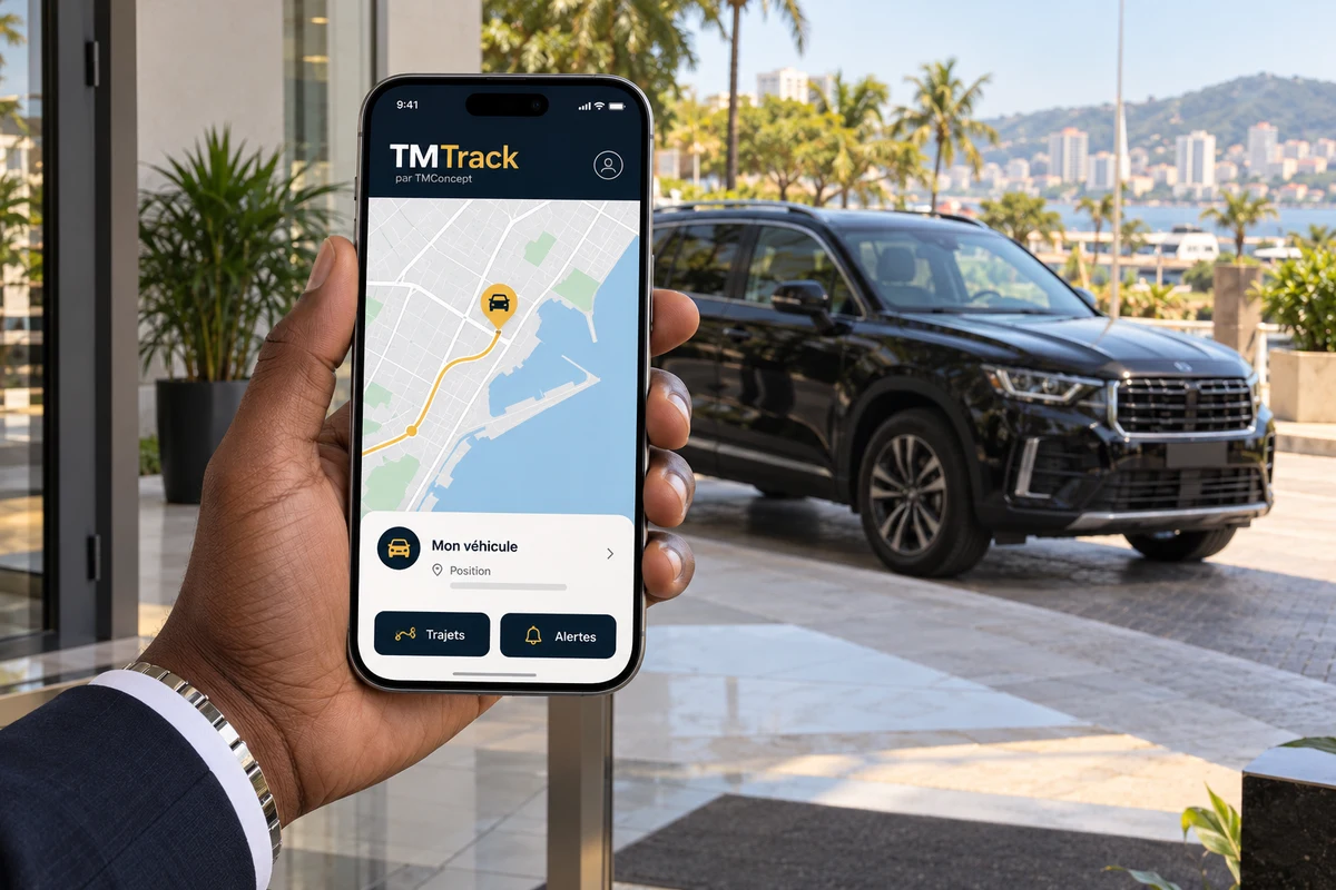 Démonstration TMTrack : suivi d’un véhicule sur téléphone, position, trajets et alertes