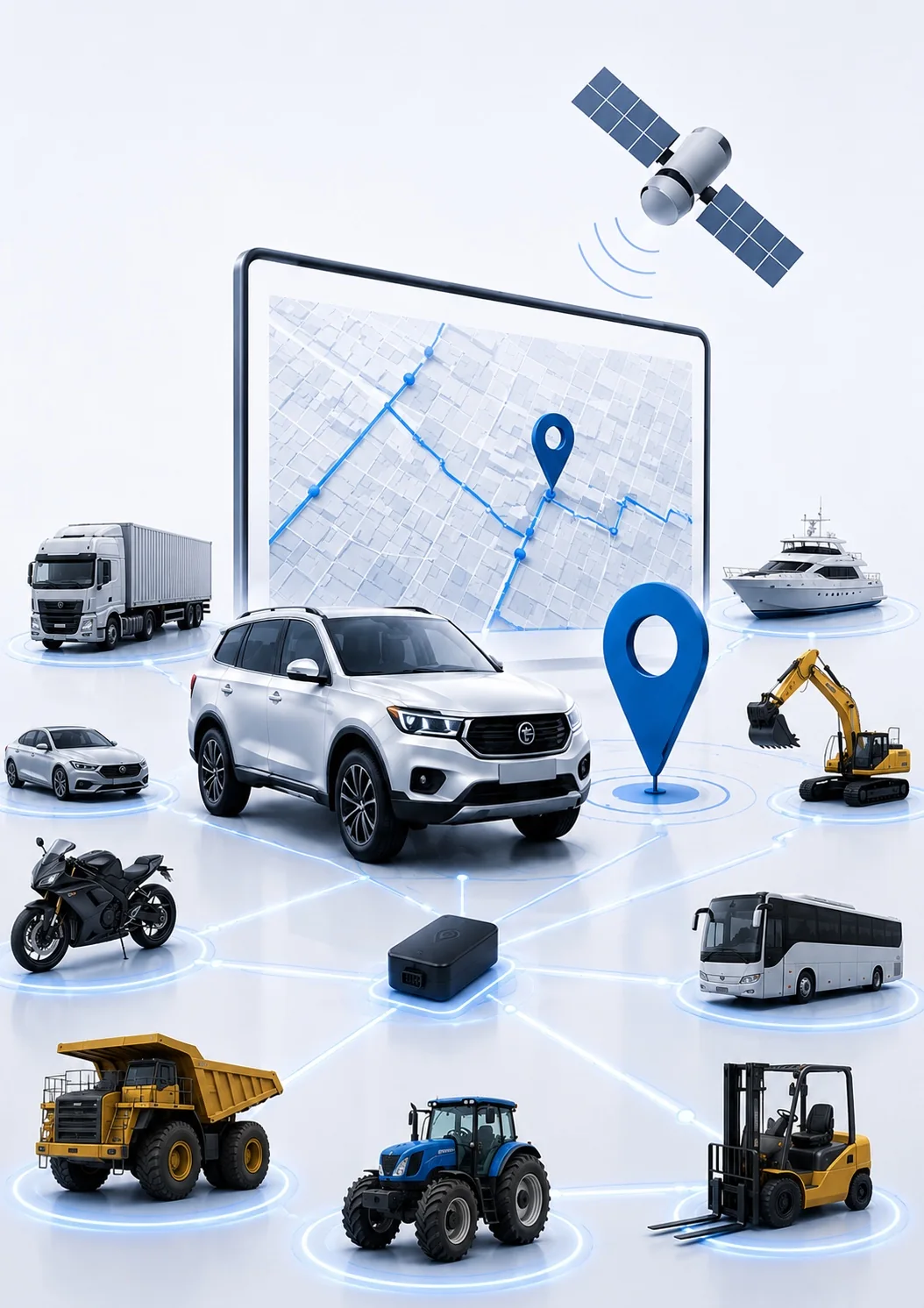 Carte GPS et ensemble de véhicules TMTrack